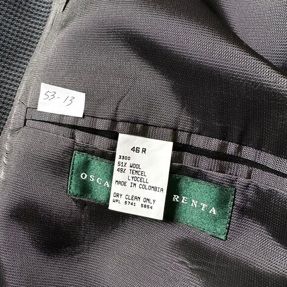 Oscar de la Renta Blue Two Buttons Wool Blend Men's Blazer Size 46R | 53-13 - Picture 5 of 9